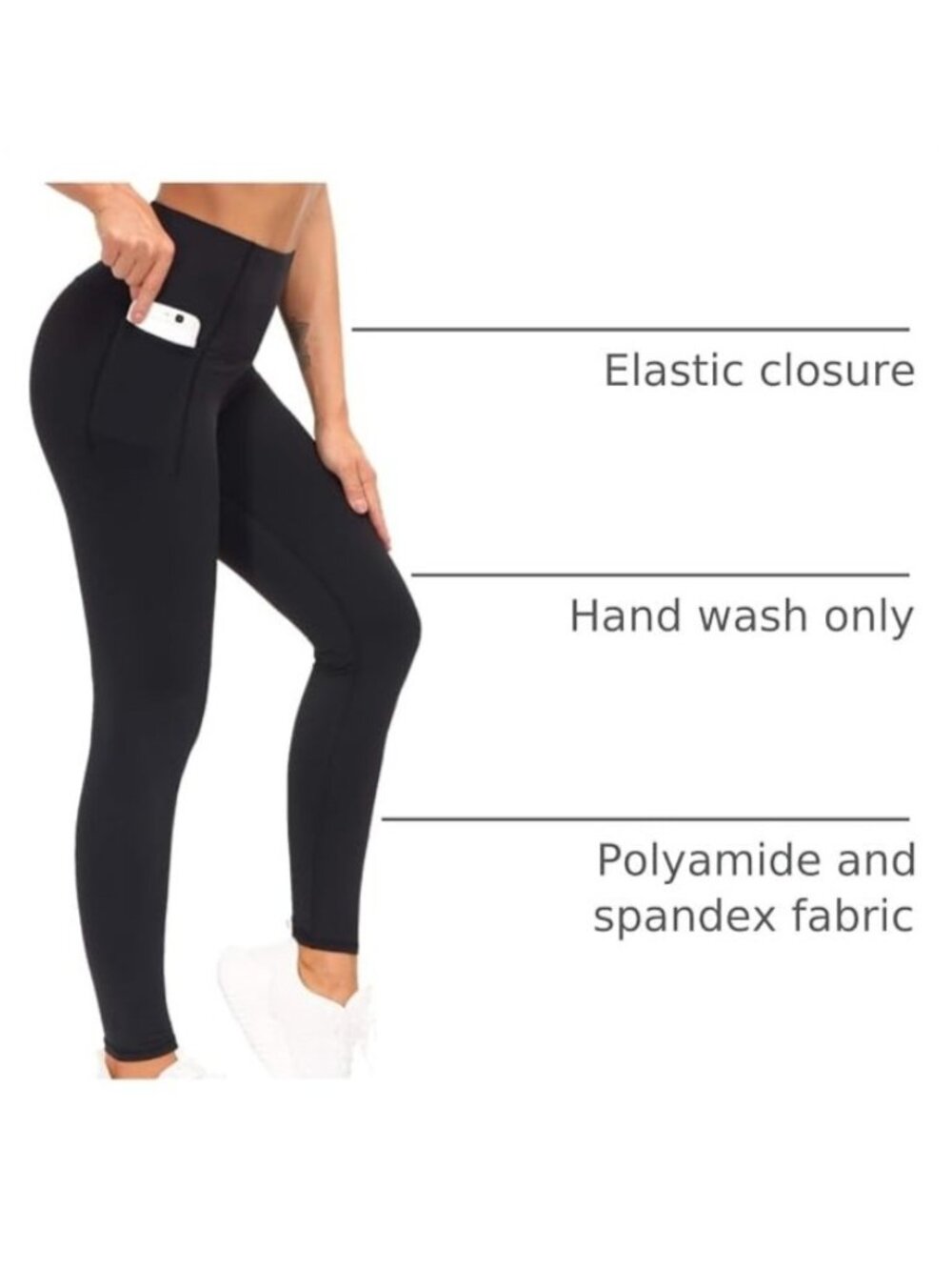 The Gym People Tummy Control Workout Yoga Pants Leggings w/ Pockets Black Size S - Picture 3 of 14